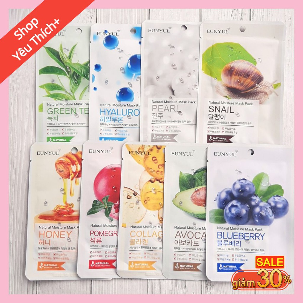 Mặt Nạ Eunyul Natural Moisture Mask Pack cấp ẩm dưỡng trắng sáng Da