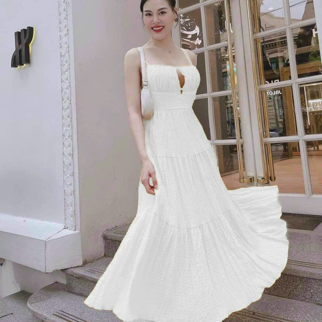 [HCM] Đầm Maxxi 2 Dây Xếp Tầng (có mút ngực)
