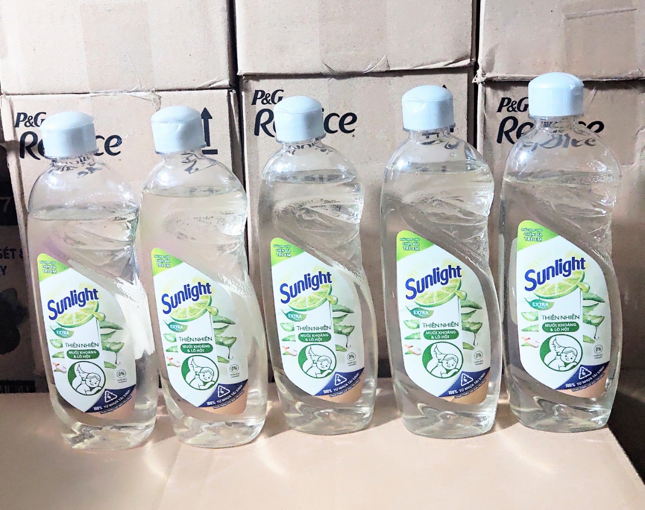 (HCM) Combo 5 chai nước rửa chén sunlight thiên nhiên 370g (sử dụng được cho chén /dĩa em bé)