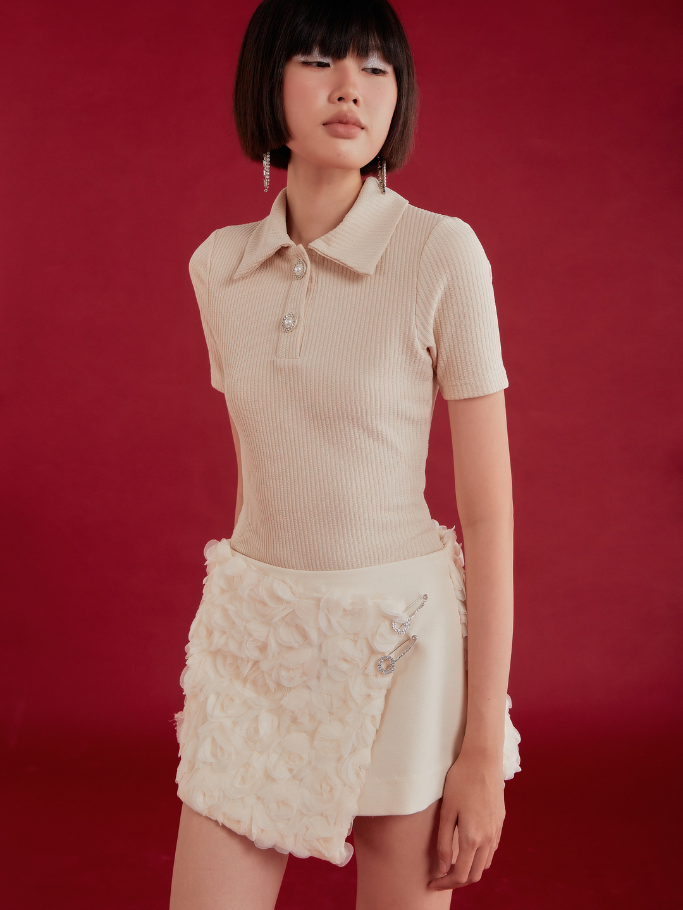COCO SIN - Váy Linen Phối Ren Hoa Nude