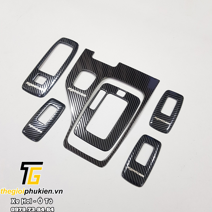 Ốp nội thất vân Carbon cho Ford Ranger Cao cấp