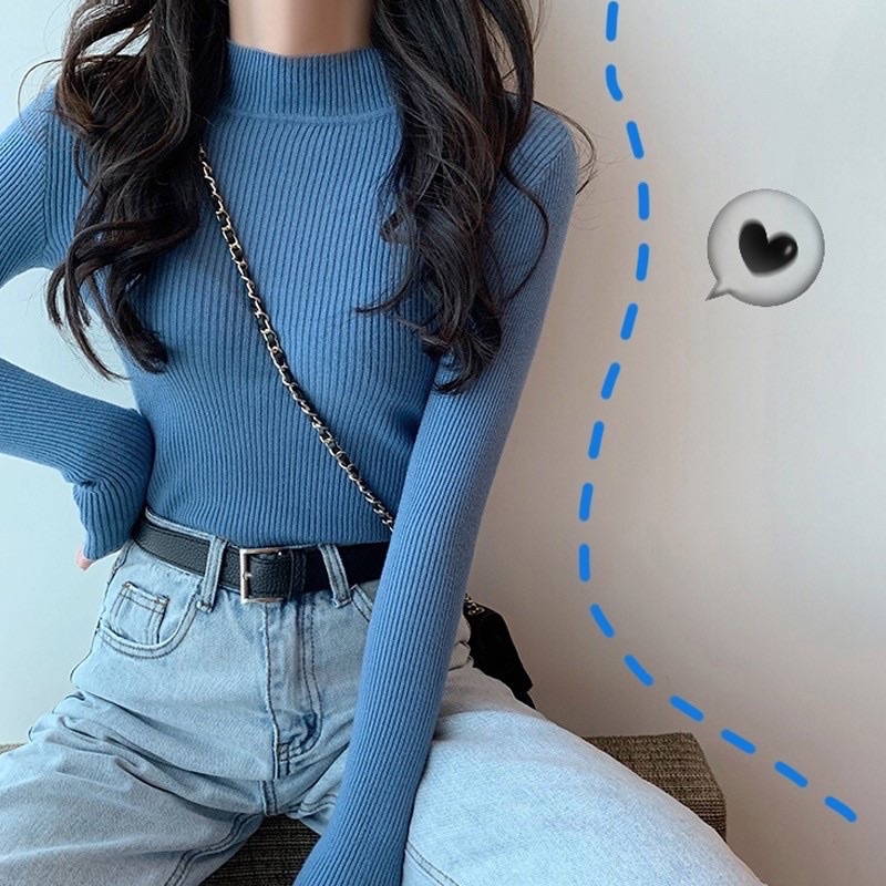 ÁO LEN NỮ CỔ BA PHÂN GIỮ NHIỆT -  co giãn chất đẹp siêu mềm mịn