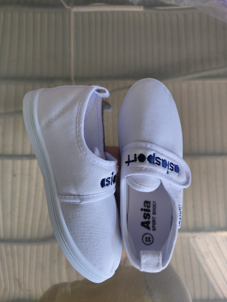 Giày Bata ASIA vải dán trắng bé trai/gái size 30-40