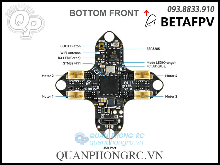 BETAFPV F4 1S 5A AIO Brushless Flight Controller (Serial ELRS 2.4G / SPI Frsky V3.0)