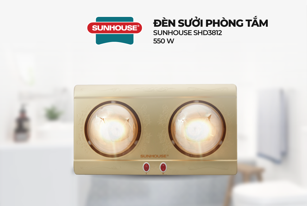 Đèn sưởi phòng tắm Sunhouse SHD3812 - Chống nước IPX4 -Công tắc độc lập dễ dàng điều chỉnh nhiệt độ, tiết kiệm điện năng -Công nghệ sưởi Halogen - Hình ảnh 5