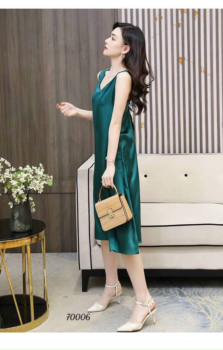 ĐẦM VÁY NGỦ HAI DÂY LỤA SATIN NHIỀU MÀU