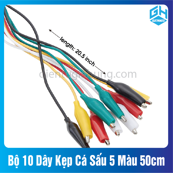 Bộ 10 Dây Kẹp Cá Sấu 5 Màu 50cm