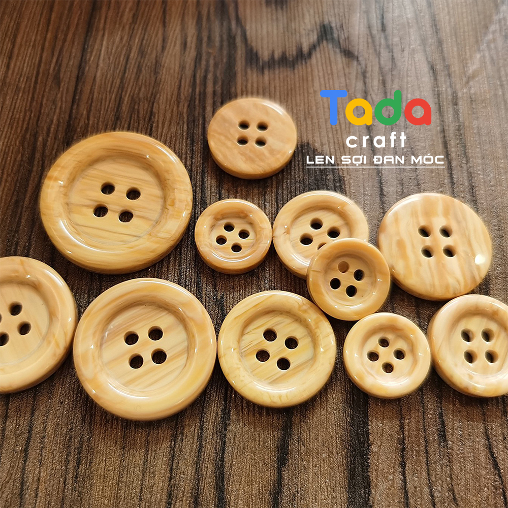 (Set 10 cái) Nút vân gỗ nhựa bóng