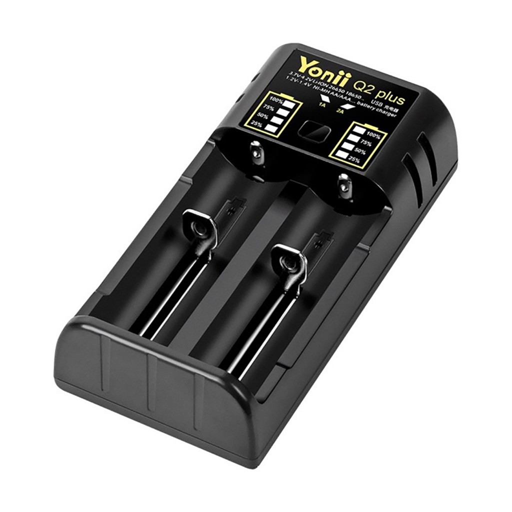 Bộ Sạc Pin Đôi Yonii Q2 Plus 2A, Có Cổng USB 5V Sạc Điện Thoại