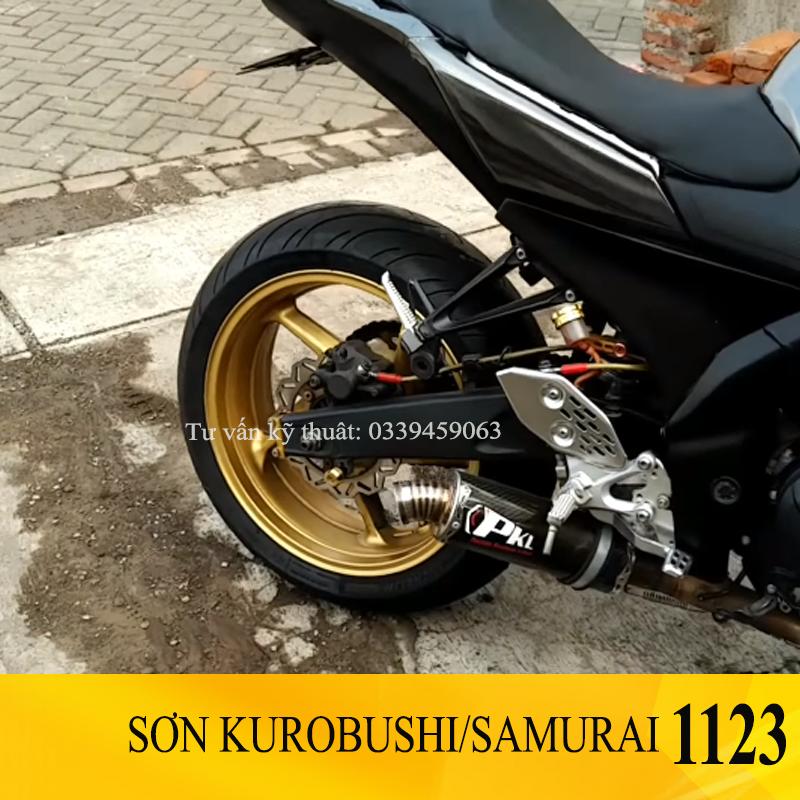 Sơn samurai xanh ánh kim - Combo màu vàng 1123 sơn xịt samurai