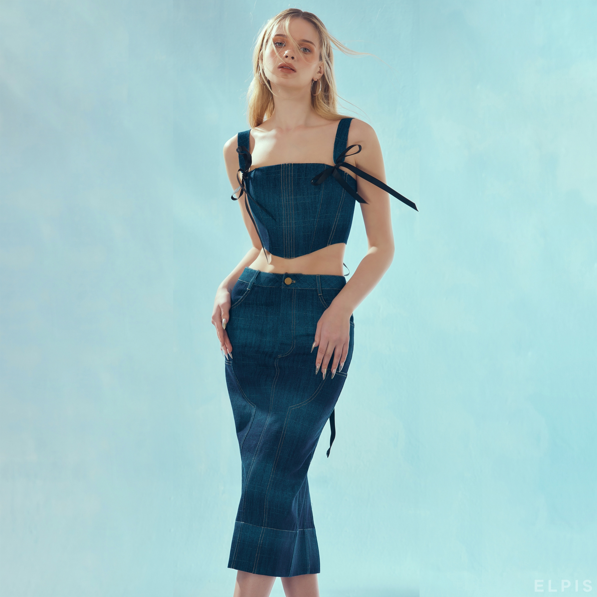 ELPIS - Áo corset jeans SS23T90