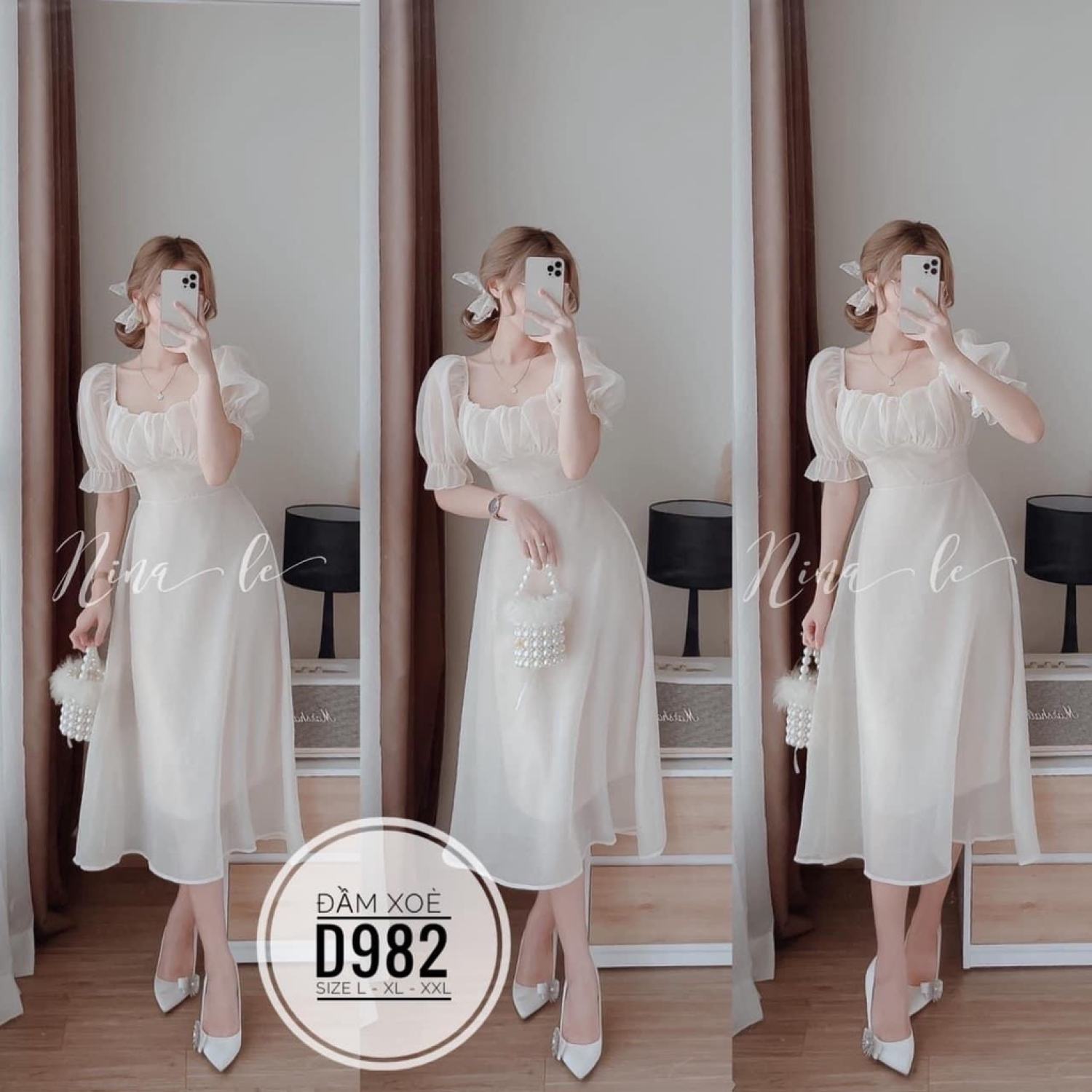 SIÊU PHẨM (60-90KG) BIGSIZE MINSTORE.VN Đầm xoè D982 chất voan