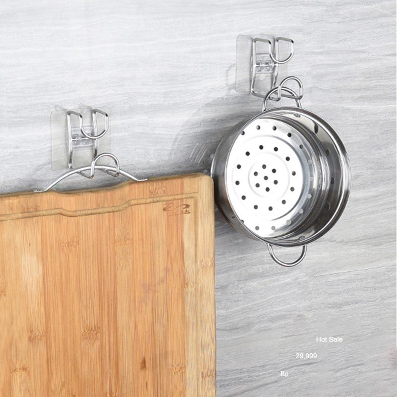 Móc Inox Dán Tường Treo Thau Chậu, Khăn, Quần Áo/ Giá Gắn Tường Treo Đồ Nhà Bếp, Nhà Tắm