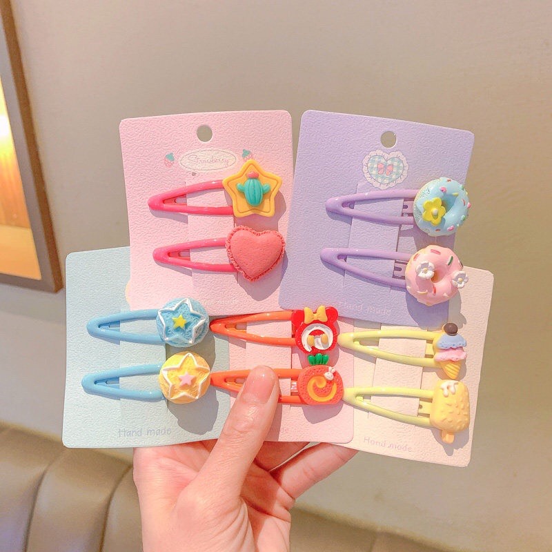 Set 2 Kẹp Tóc Hoạt Hình Dễ Thương Cho Bé Gái