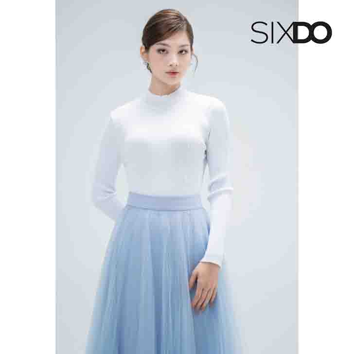Áo kiểu nữ dài tay cổ 3 phân SIXDO (Long Sleeves Knit Top)