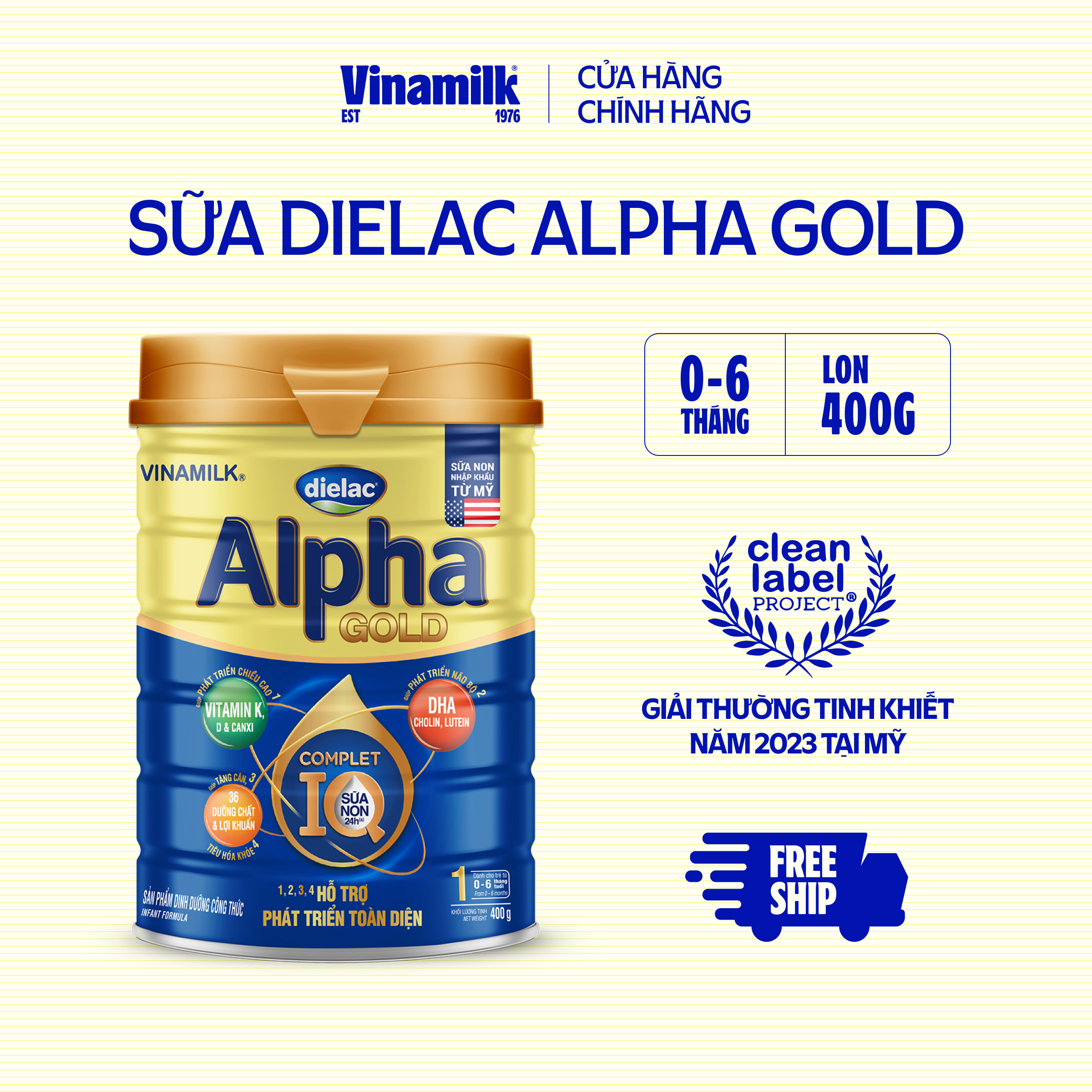 2 Hộp Sữa bột Dielac Alpha Gold 1 - Hộp thiếc 400gr (cho bé từ 0 - 6 tháng tuổi) - Sữa cho trẻ sơ sinh, hỗ trợ phát triển trí não của trẻ, tăng cân, chiều cao