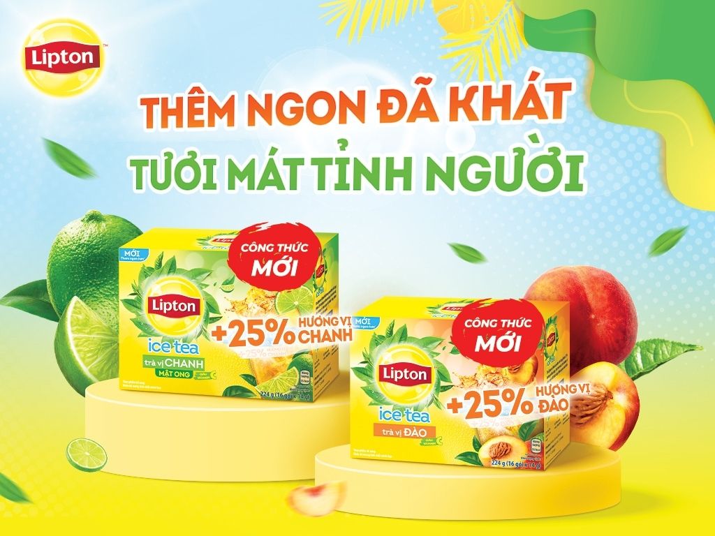 Trà Lipton hòa tan vị Chanh - Đào 224g(16 gói x 14g)