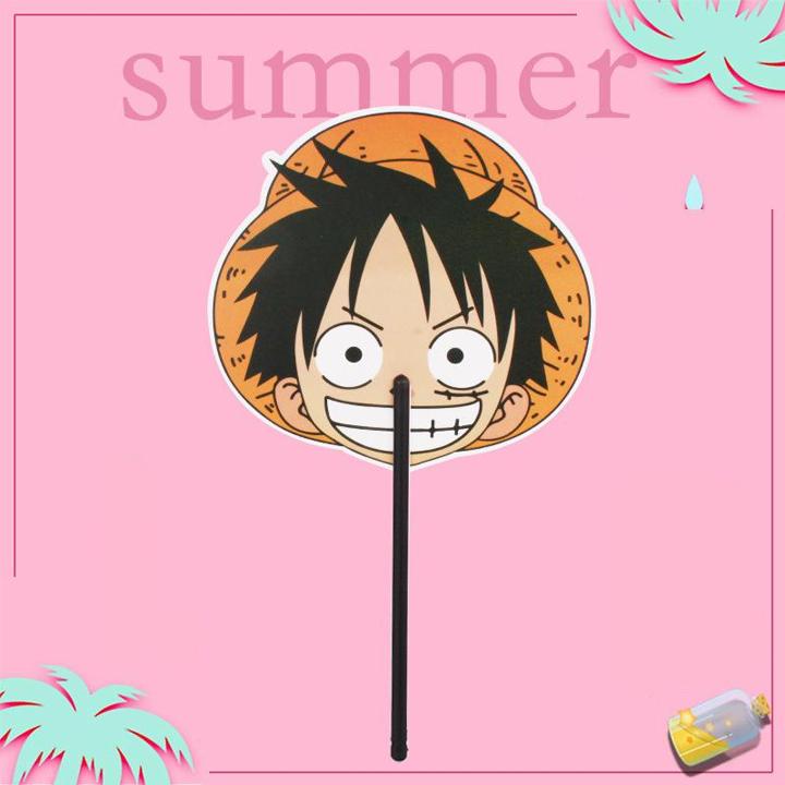 (Nhựa cán 20) Quạt One Piece Luffy Đảo Hải Tặc cầm tay in hình anime chibi