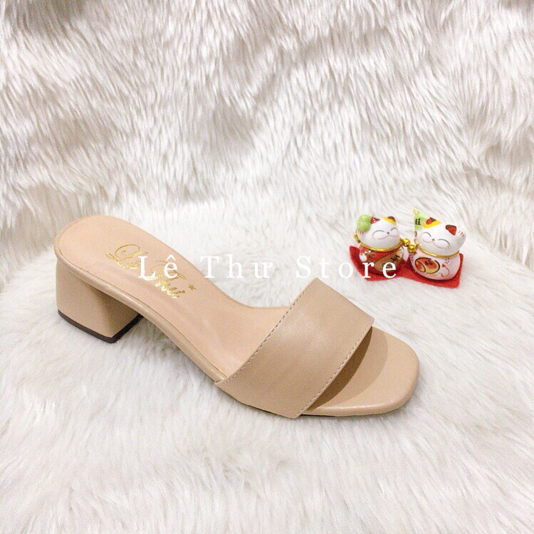 Guốc dép nữ 5 phân quai bản ngang da mềm LT (D004)