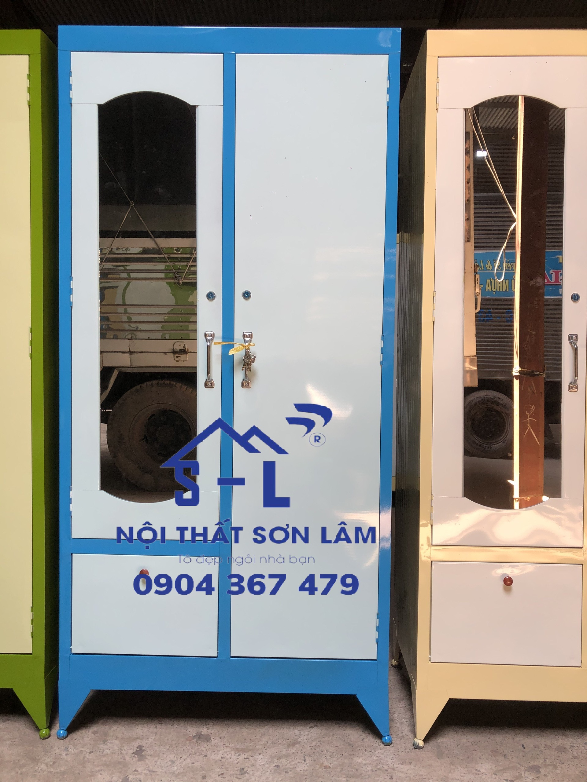 Tủ sắt quần áo 2 cánh 1m6 giá rẻ sơn dầu