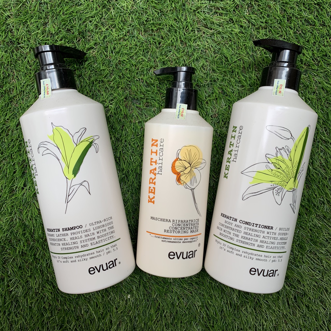 [HCM]Dầu gội xả cao cấp cực mềm mượt tóc Keratin Evuar 758mlx2