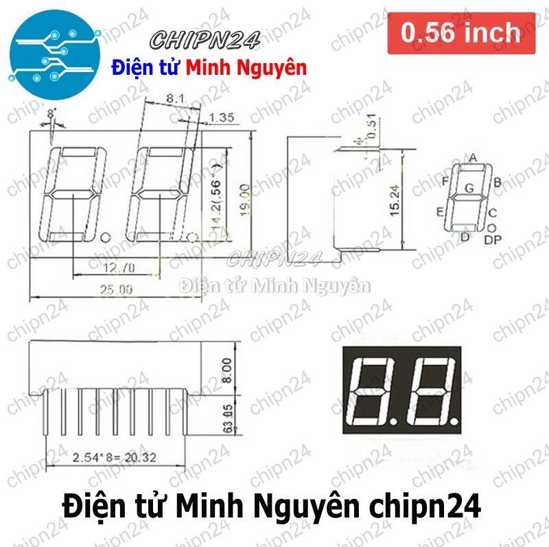 Led 7 Đoạn 0.56 inch Sáng Đỏ (1/2/3/4 Số Âm/Dương chung)- [Chọn Loại] - HHH.00198