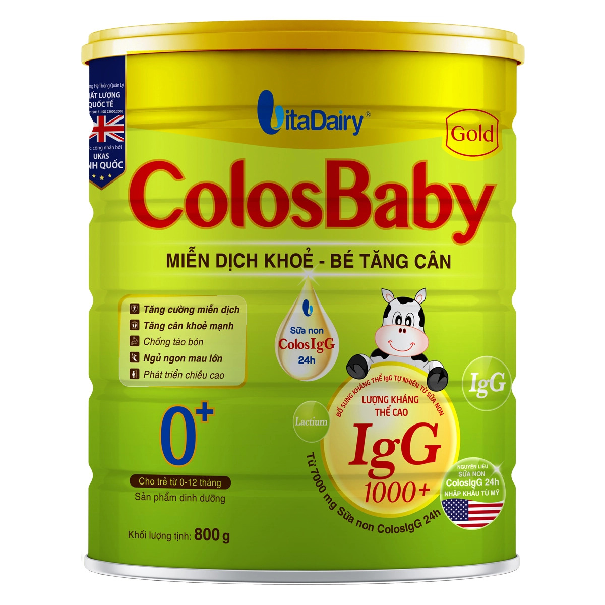 [Mã QR-TL Điểm] Sữa bột Vitadairy Colosbaby Gold 0+,1+,2+ (800g)