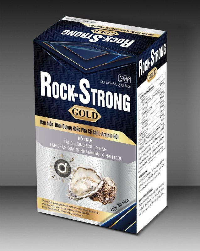 Hàu Biển Rock Strong Gold - Bổ Thận Tráng Dương , Tăng Cường Sinh Lý- Hộp 30 Viên- đen trắng cao cấp