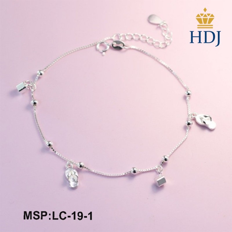 Lắc chân nữ bạc hình trái tim đính đá đơn giản trang sức cao cấp HDJ mã LC-19-1