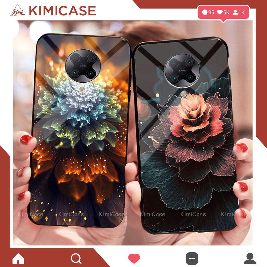 Ốp Xiaomi Redmi K30 / K30 5G / K30i 5G, K30 Pro / Poco F2 Pro, Redmi Note 9 5G / Note 9 pro 5G lưng kính cường lực hoa kimicase