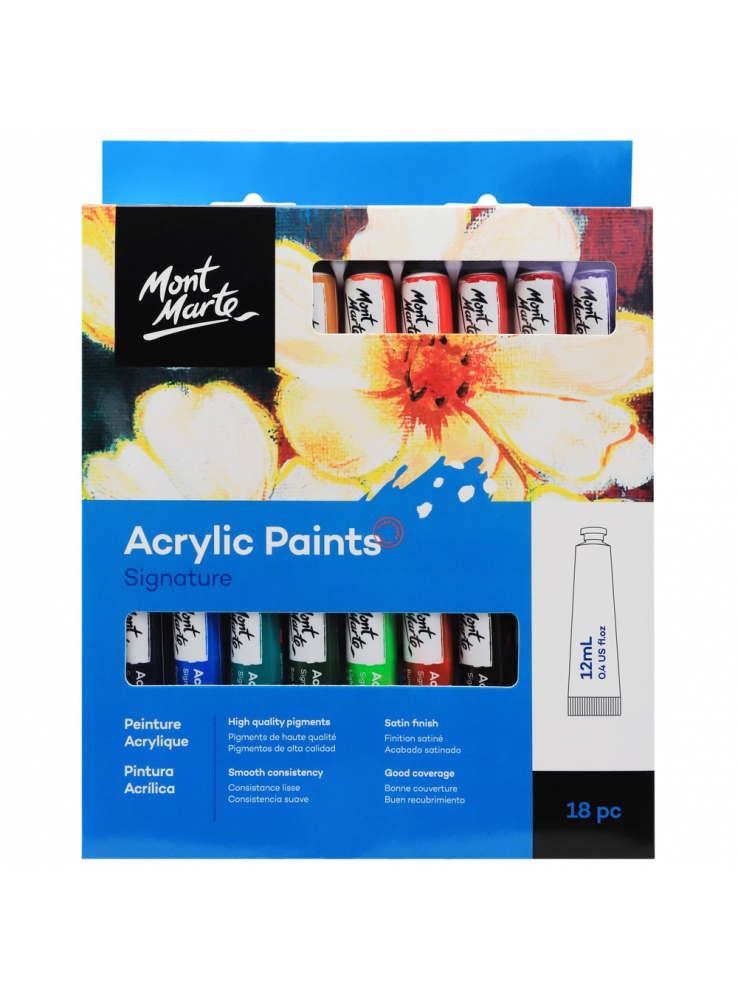 [DA ĐEN] Bộ Acrylic Mont Marte 12/18/24 Màu x 12ml