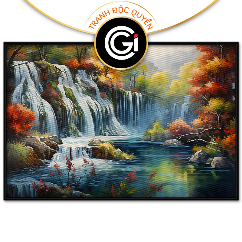Tranh phong cảnh thác nước. Tranh treo tường, dán tường Canvas, CGI-11
