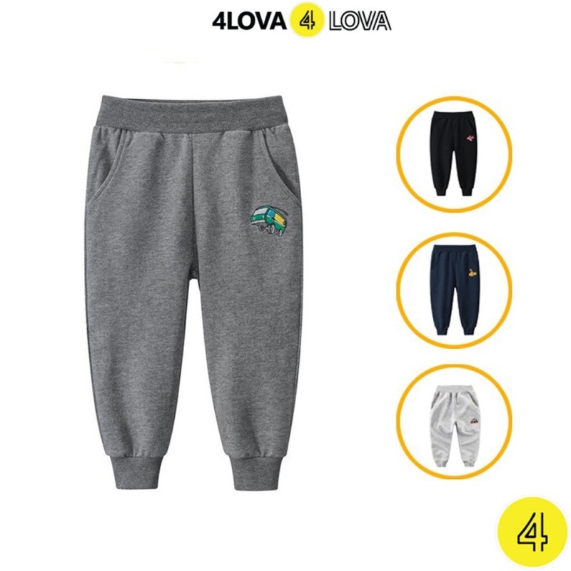 Quần Jogger Co Dãn 4 Chiều Thun Cao Cấp 4Lova Cho Bé Trai - Chuẩn Form Mềm Mại, Không Bai, Không Xù - In Hình Ngộ Nghĩnh Quần thun dài bo gấu