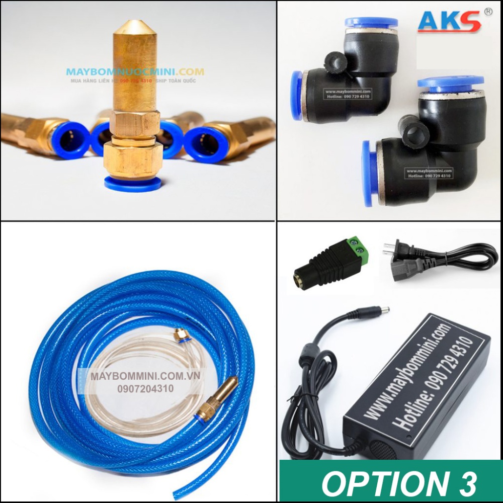 Bộ phụ kiện máy bơm áp lực mini 12V 24V - Option 3