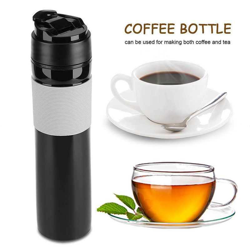 300ml Máy ép cà phê cầm tay Bình pha trà Máy pha cà phê Nước uống cho Du lịch (Đen)