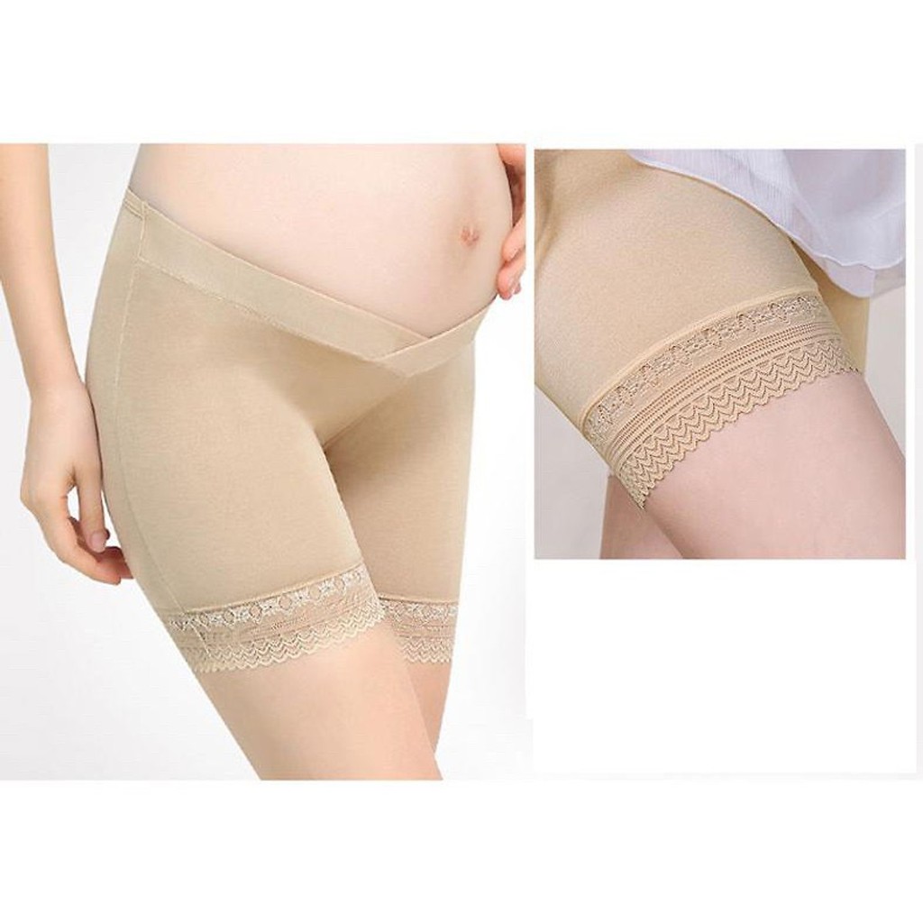 Quần Váy Bầu Cotton Cạp Chéo Chân Ren Mềm Mịn