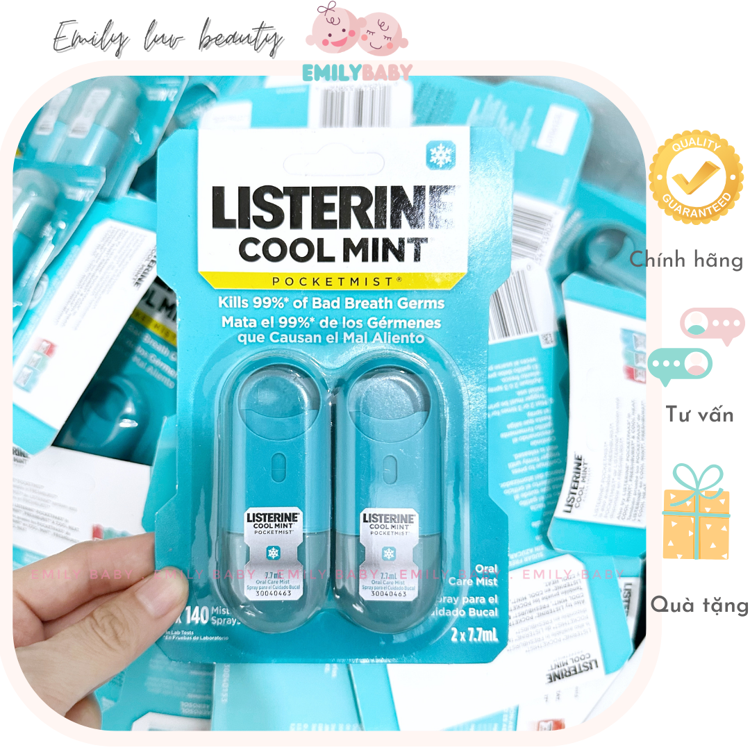 Xịt thơm miệng diệt khuẩn Listerine 7.7ml Mỹ