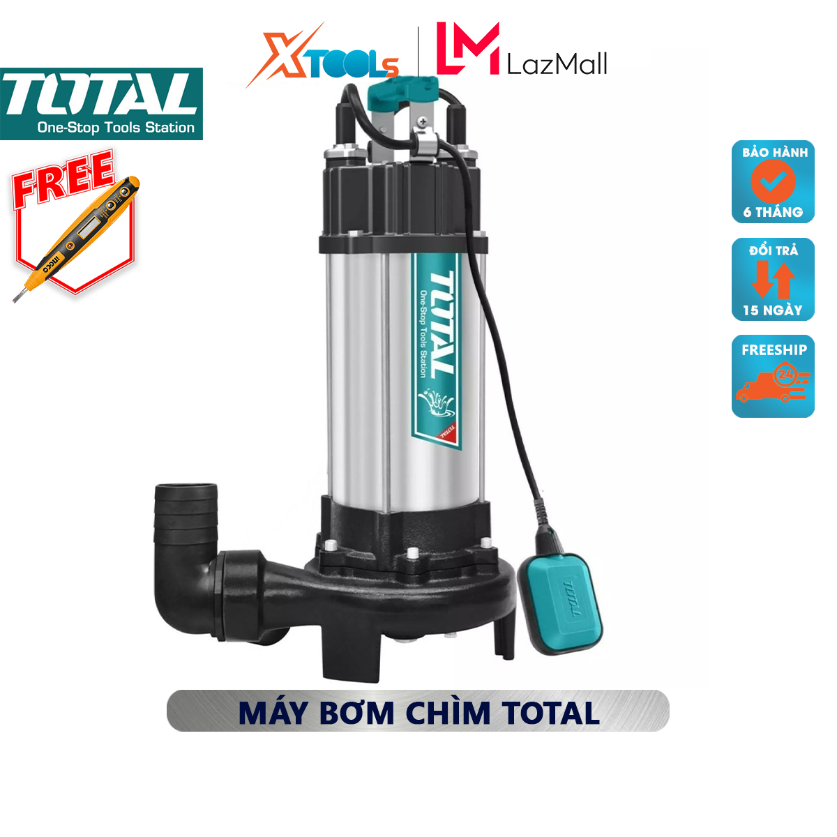 Submersible sewage pump total TWP722001 pumps drop submersible automatic 220V 2200W (3.0hp), maximum pumping height 13m, tube diameter 2 ''x 2'' 'suction drain water, water stagnant ponds, domestic sewage [XTools mall]