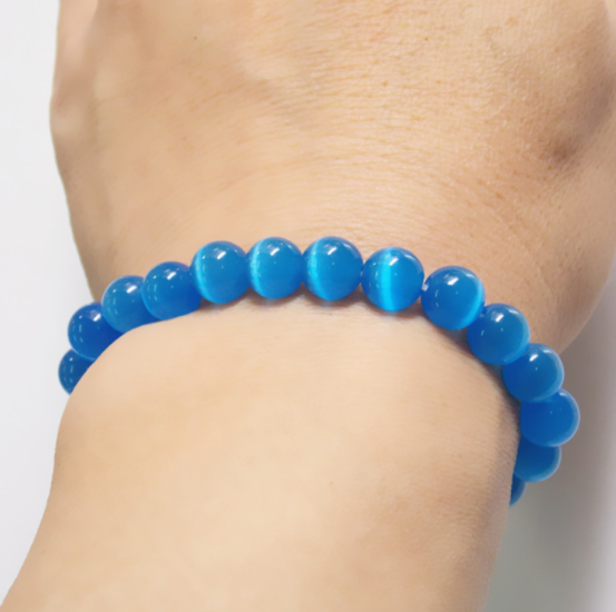 [HCM](BAO RẺ) Vòng tay đá mắt mèo 10ly -Vòng phong thủy mệnh thổ-mộc ( 10ly-xanh dương đậm)