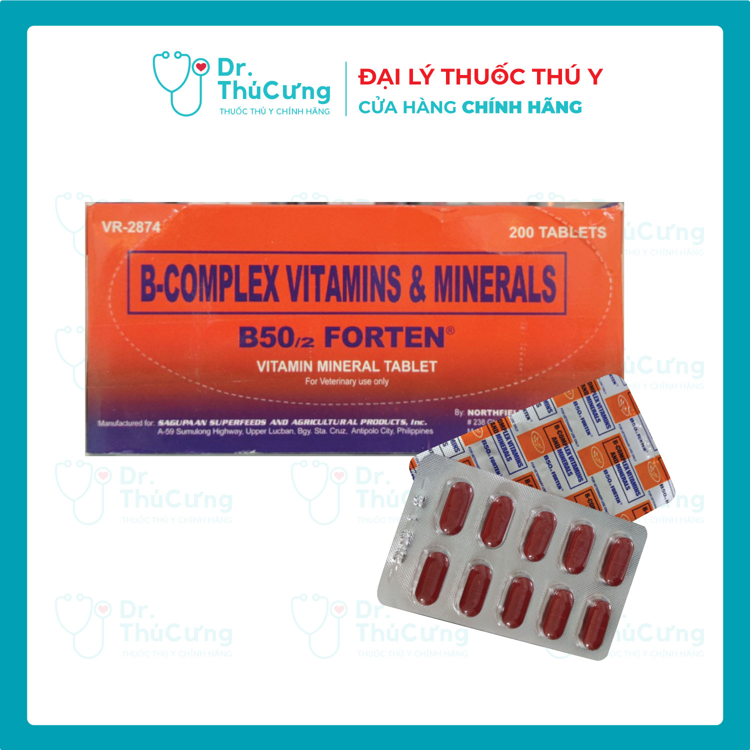 THUỐ.C GÀ ĐÁ B-COMPLEX VITAMINS MINERALS dành cho gà đá 1 vỉ 10 viên thuoc ga da