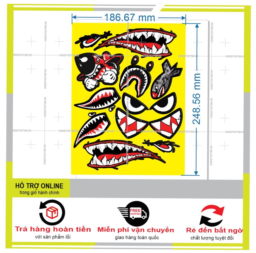 LOGO STICKER RĂNG CÁ MẬP  { PHỤNG DECAL }