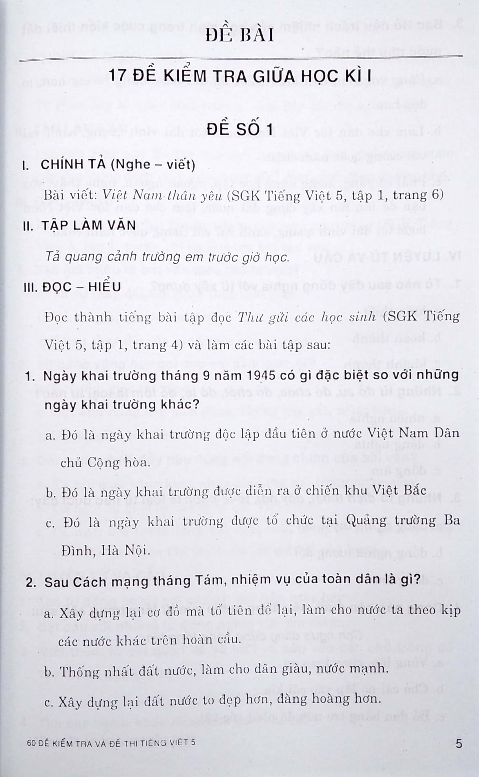 Sách Fahasa - 60 Đề Kiểm Tra Và Đề Thi Tiếng Việt 5