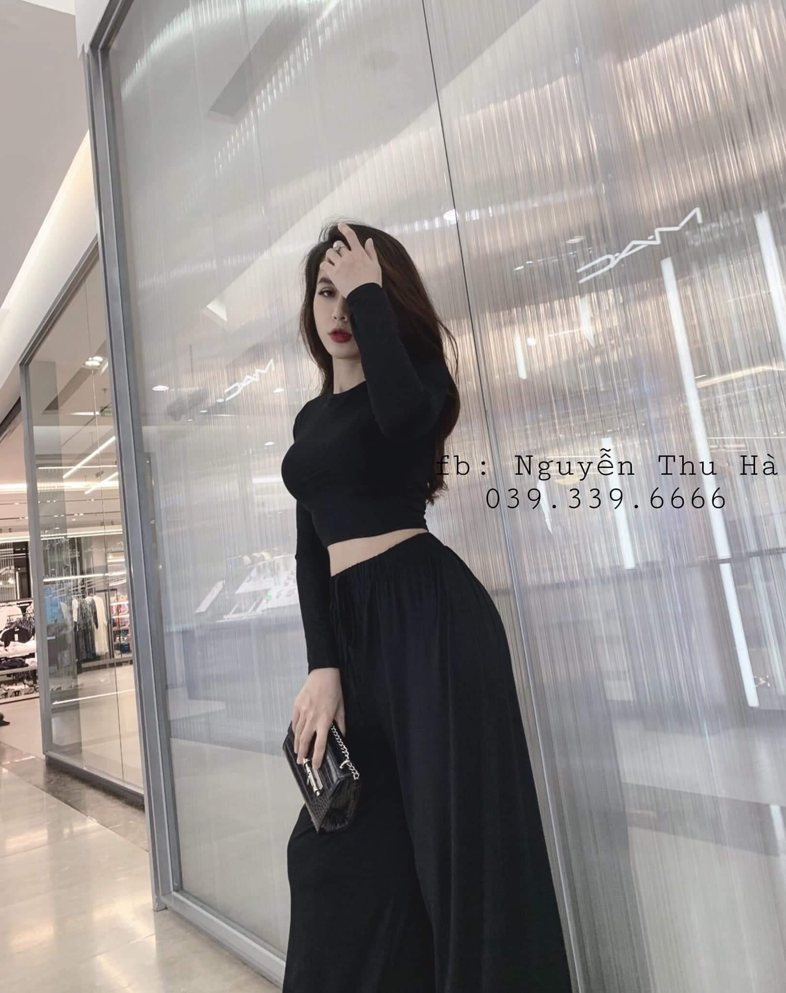 sét áo thun croptop quần ống suông