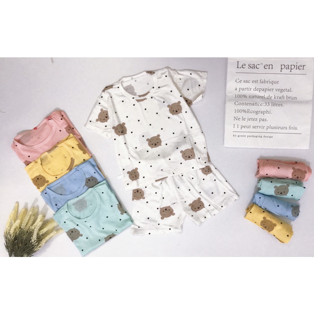 Bộ cotton lạnh Minkyy Mom-bộ cọcntay cho bé trai bé gái