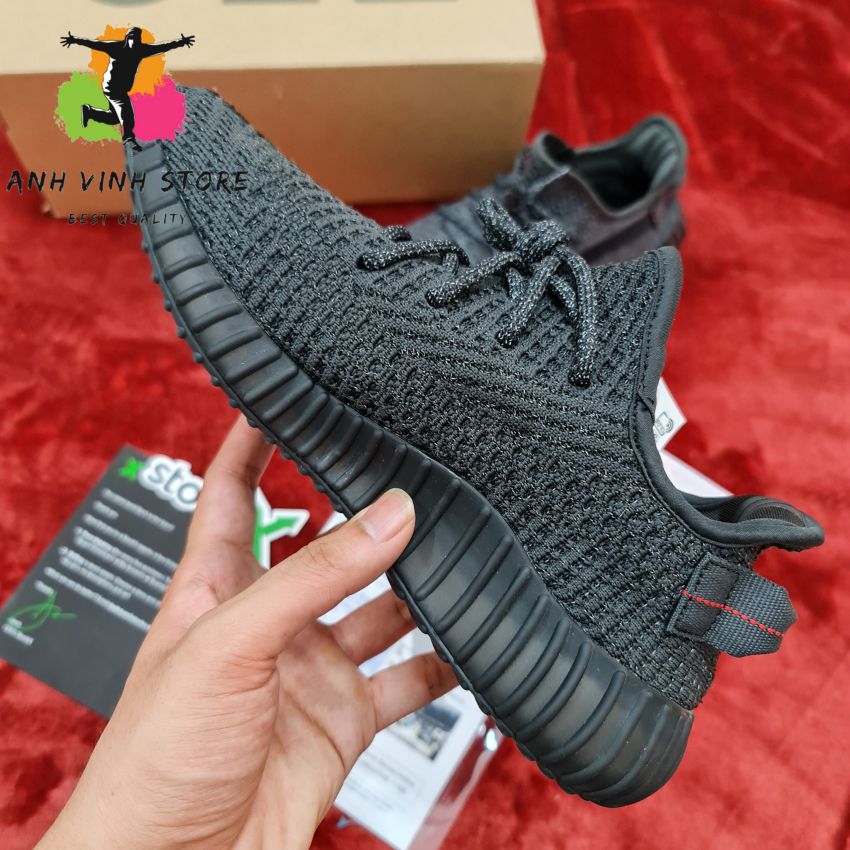 Giày chạy bộ nam nữ yeezy 350 v2 black static boost cao cấp