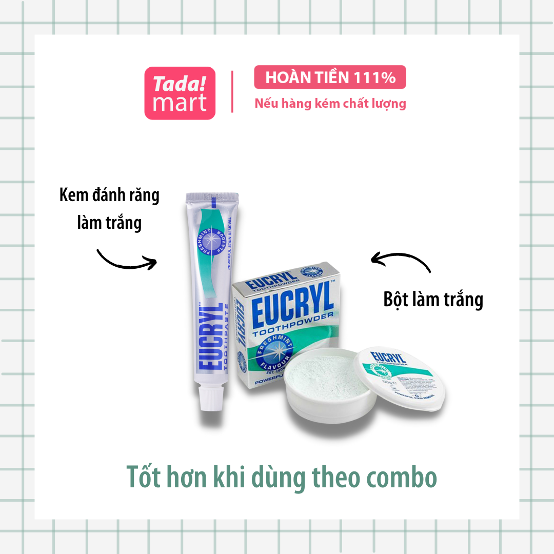 Kem đánh răng làm trắng Eucryl 50ml Anh