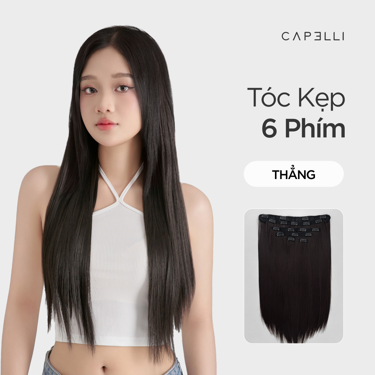 Tóc Kẹp 6 Phím CAPELLI Dáng Thẳng 45-55cm