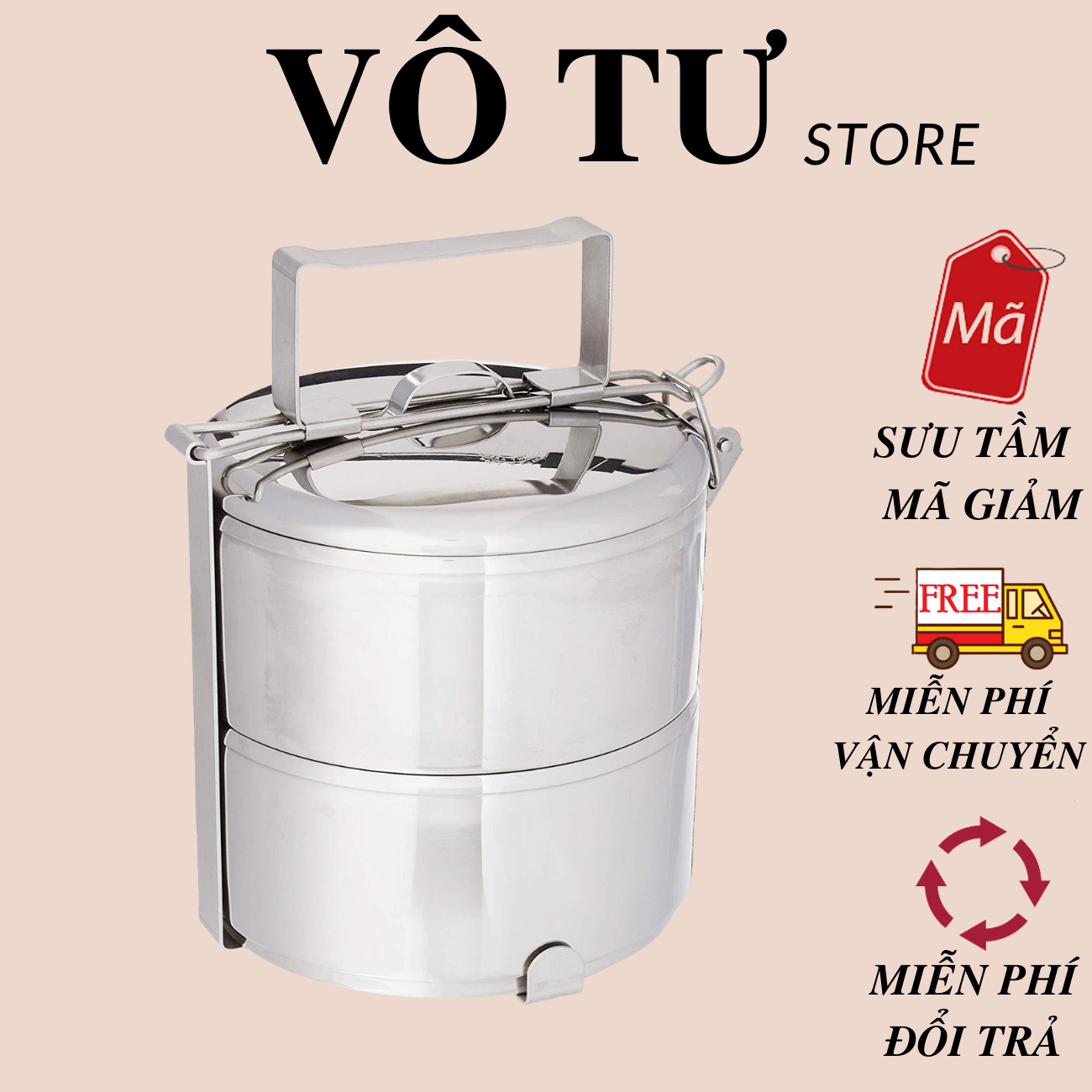 HỘP ĐỰNG CƠM ( CÀ MÊN ) INOX 2 NGĂN SIZE 12x2
