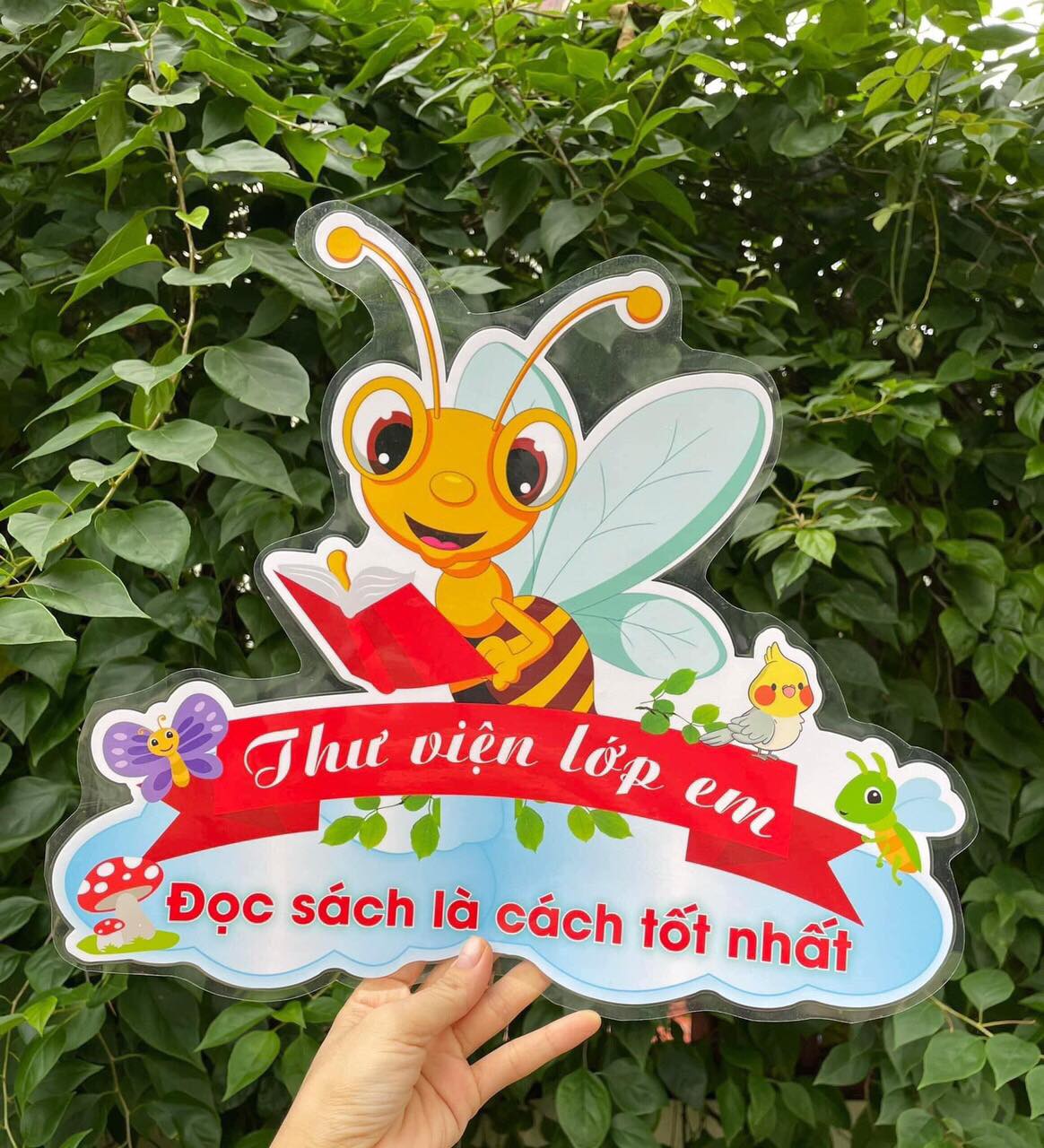 Góc thư viện, thư viện lớp em, Nội quy thư viện thân thiện ép plastic có sẵn keo dan