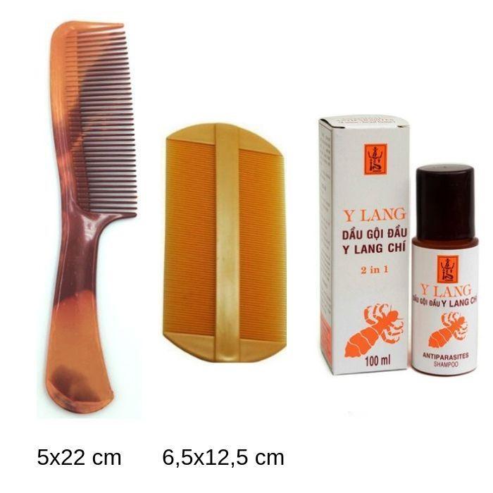 Combo dầu gội sạch Chí (Chấy) + Lược dày chải chí (Chấy) + Lược thưa chải tóc
